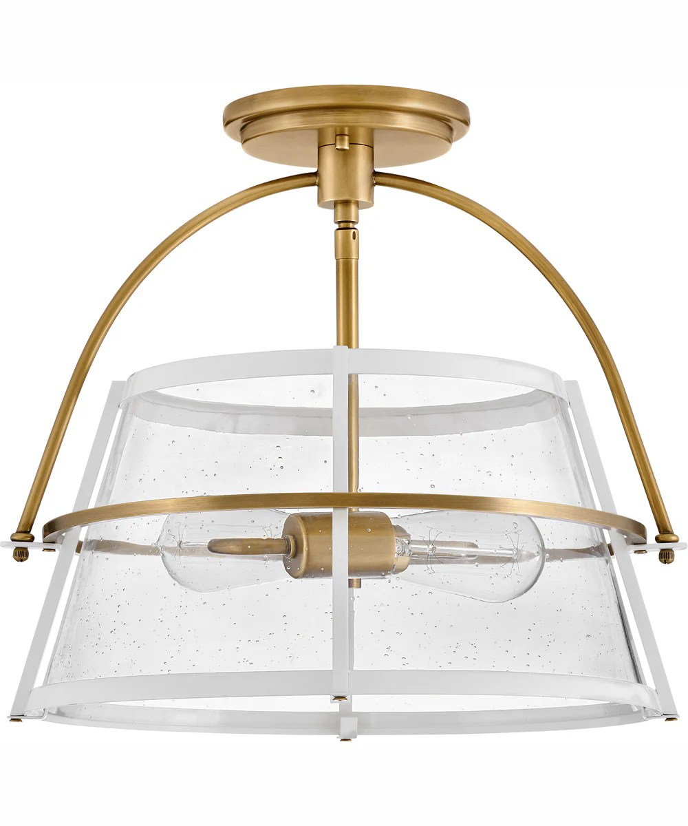 Tournon 2-Light Medium Semi-Flush Mount in Heritage Brass with Polished White Accents - Image 4