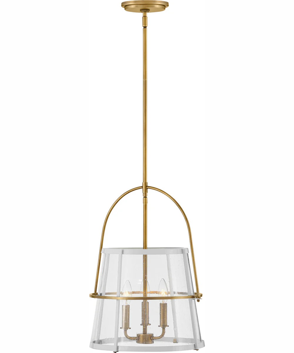 Tournon 3-Light Medium Pendant in Heritage Brass with Polished White Accents - Image 3
