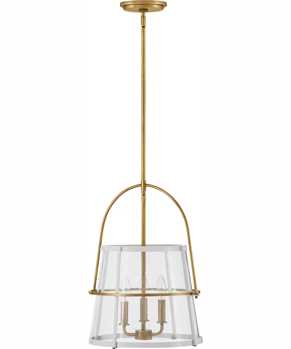 Tournon 3-Light Medium Pendant in Heritage Brass with Polished White Accents - Image 4
