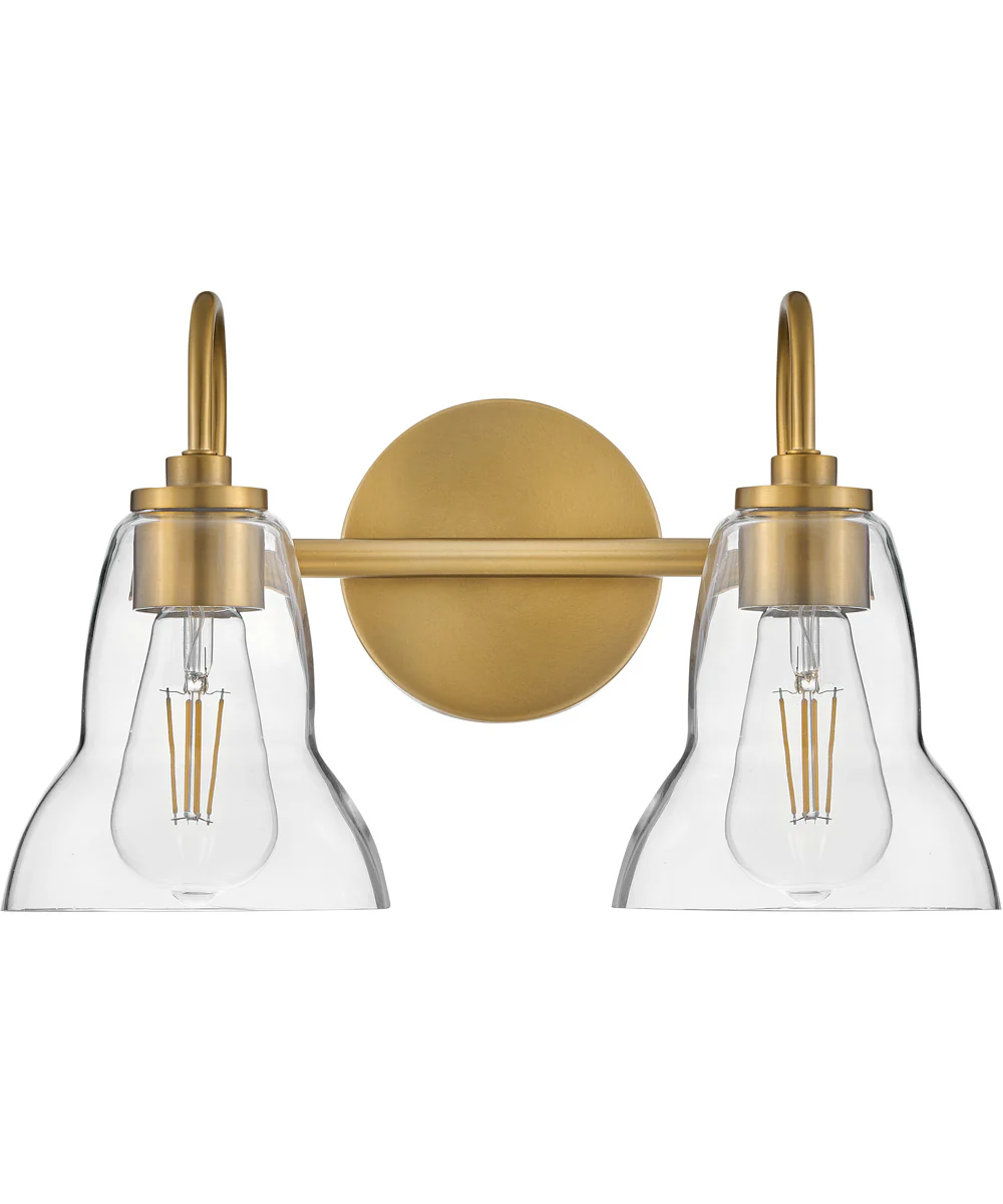 Vera 2-Light Small Two Light Vanity in Lacquered Brass - Image 3