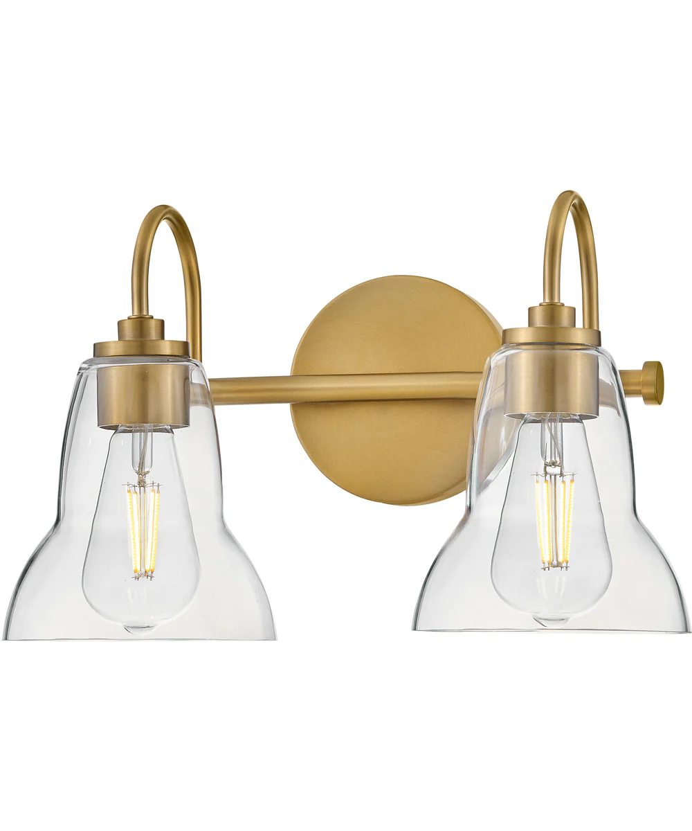 Vera 2-Light Small Two Light Vanity in Lacquered Brass - Image 6