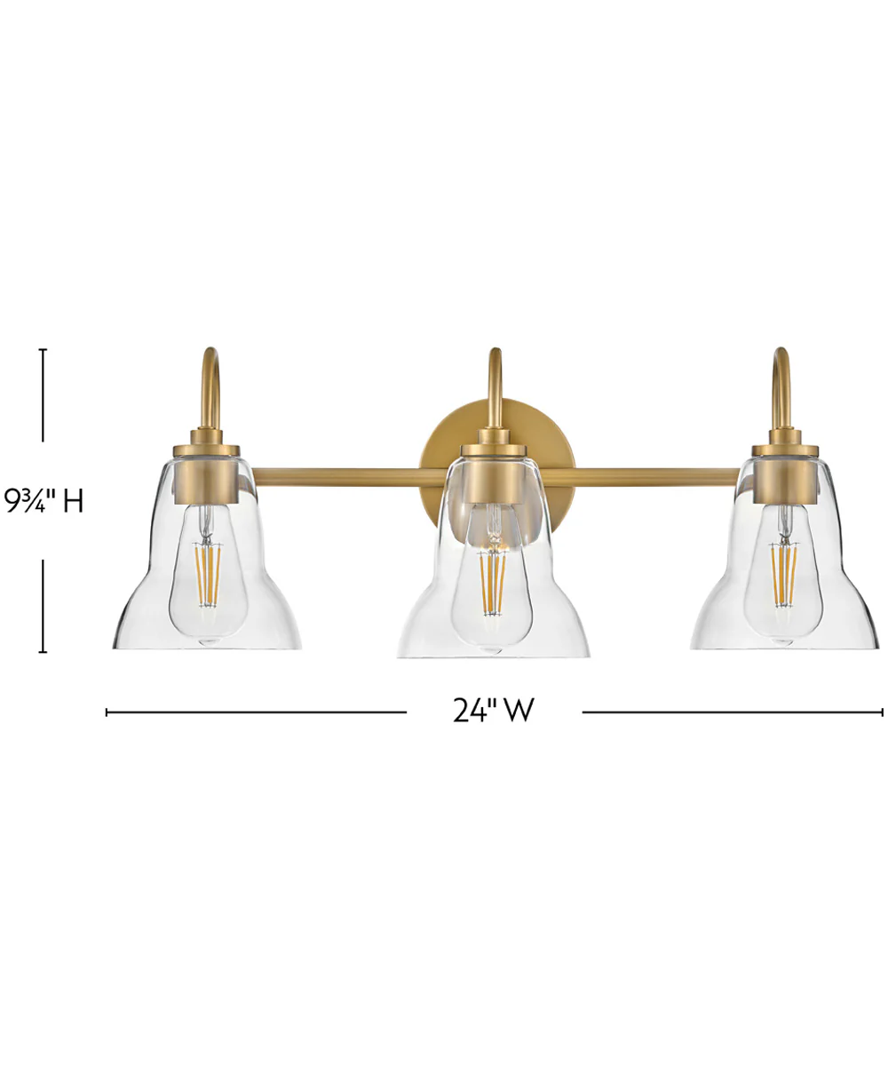 Vera 3-Light Medium Three Light Vanity in Lacquered Brass - Image 2