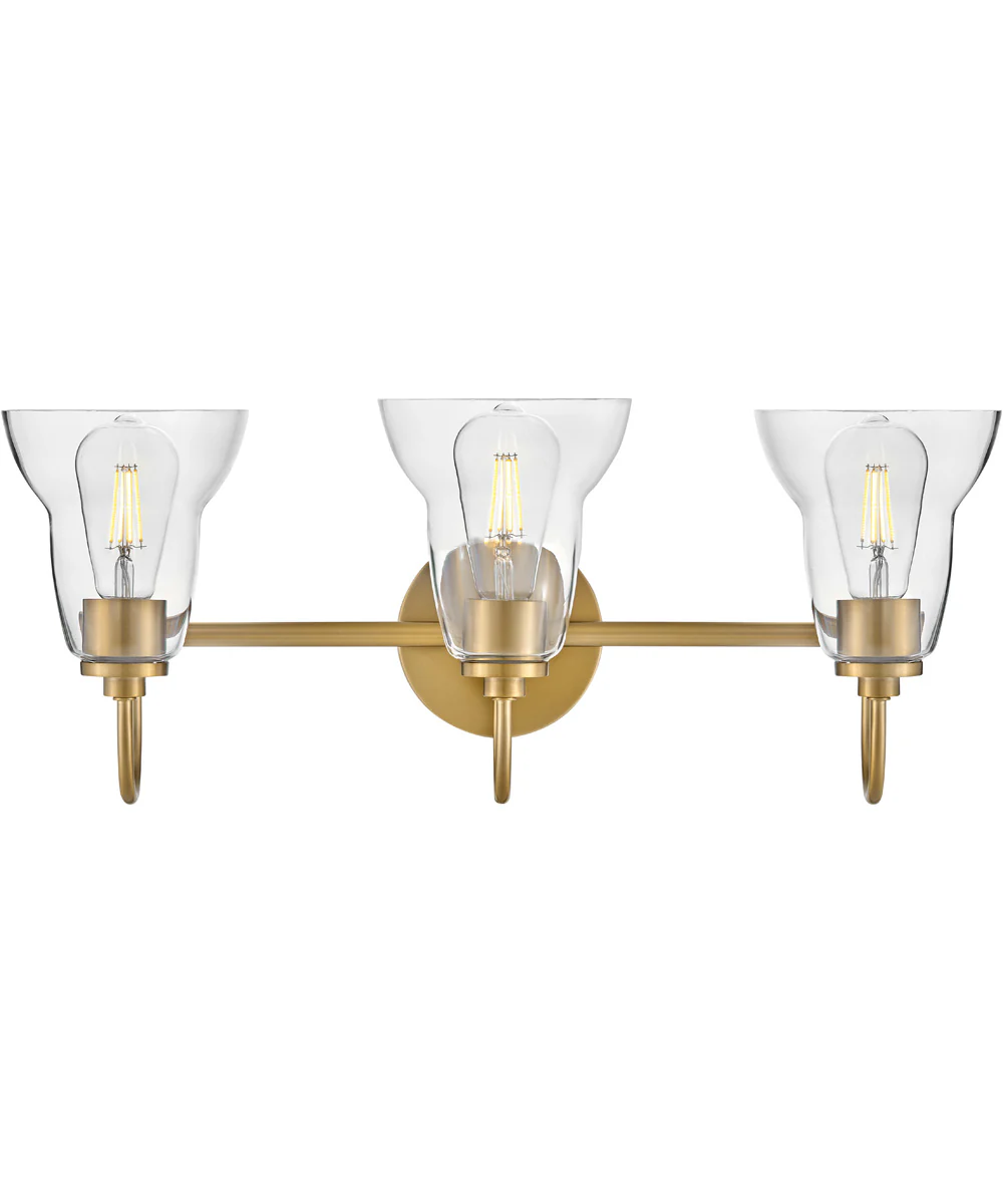 Vera 3-Light Medium Three Light Vanity in Lacquered Brass - Image 3