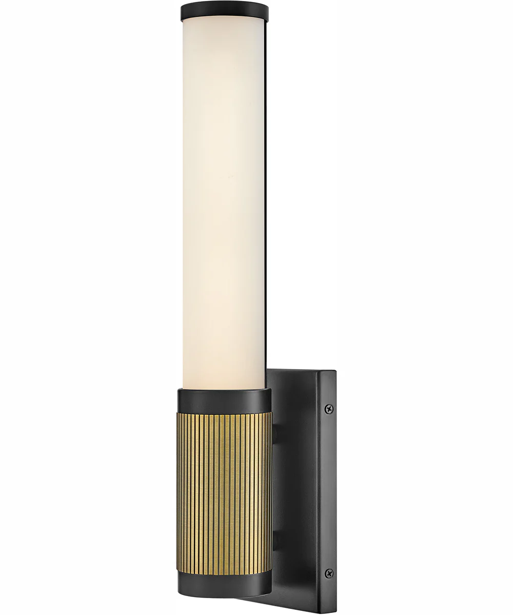 Zevi LED-Light Small LED Vanity in Black with Lacquered Brass Accents - Image 2