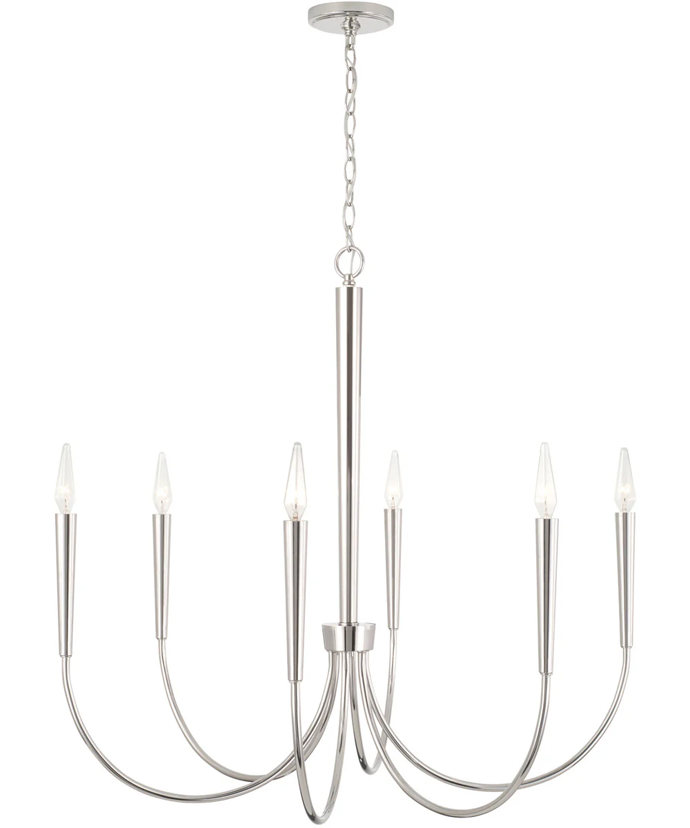 Holden 6-Light Chandelier Polished Nickel - Image 4