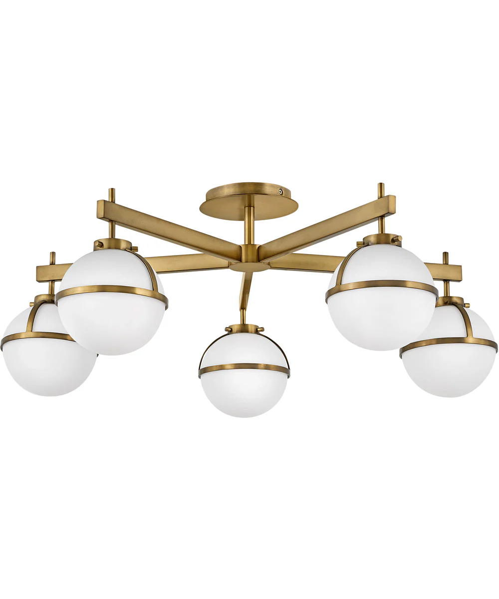 Hollis 5-Light Extra Large Semi-flush Mount in Heritage Brass
