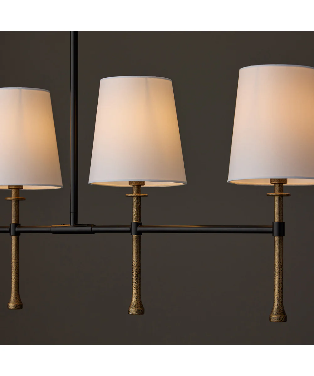 Hollis 5 -Light-Linear Chandelier Matte Black with Hammered Gold - Image 4