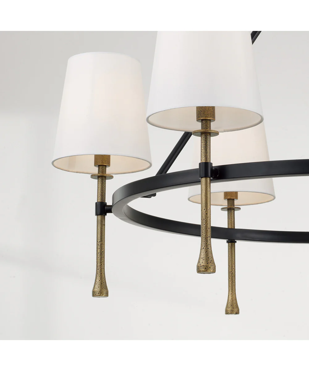 Hollis 6-Light Chandelier Matte Black with Hammered Gold - Image 3