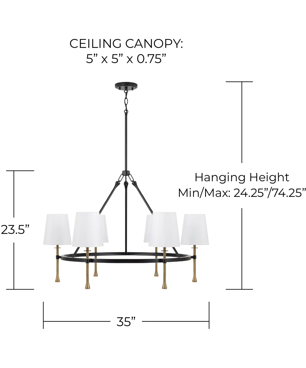 Hollis 6-Light Chandelier Matte Black with Hammered Gold - Image 5