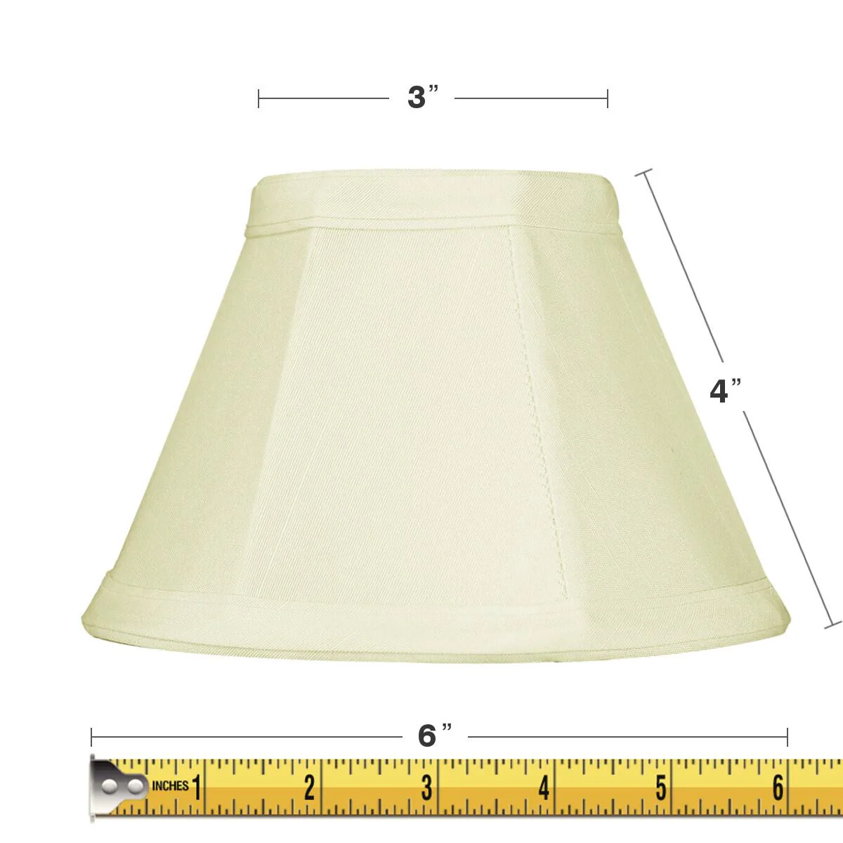 6"W x 5"H Candelabra Stretch Eggshell With White Liner Clip-On Clip-On Lampshade - Image 2
