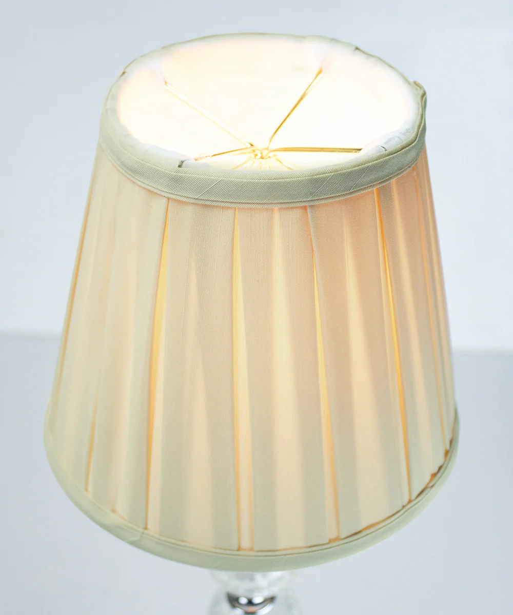 8"W x 7"H Empire Box Pleat Eggshell Lampshade with Shantung fabric and White Liner - Image 3