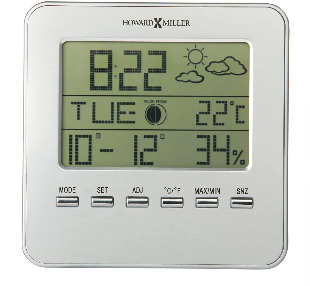 5"H Weather View Table Clock Satin Silver