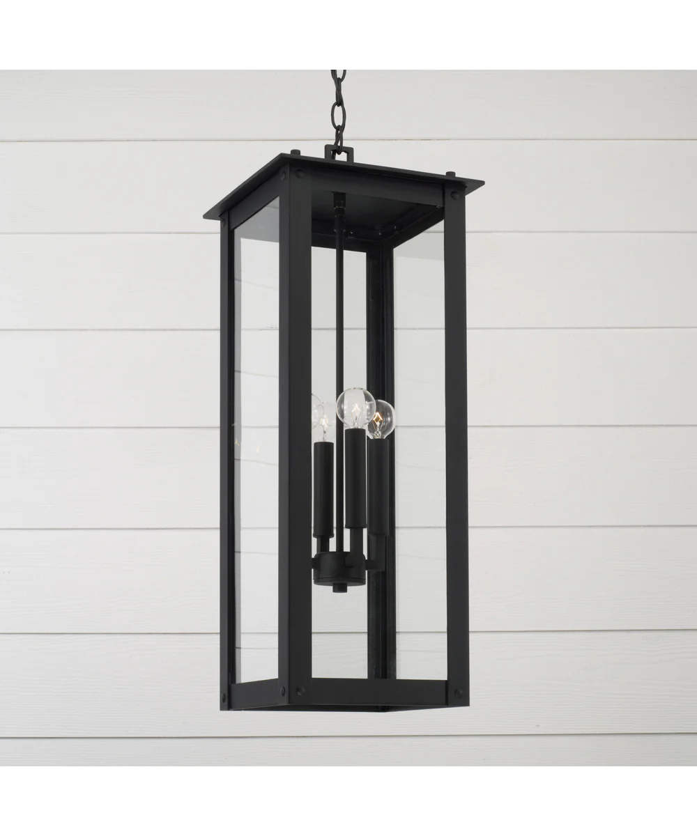 Hunt 4-Light Outdoor Hanging-Lantern Black - Image 2