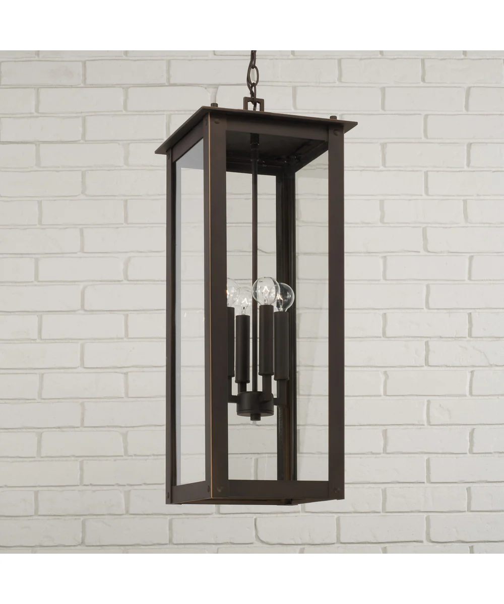 Hunt 4-Light Outdoor Hanging-Lantern Oiled Bronze - Image 2
