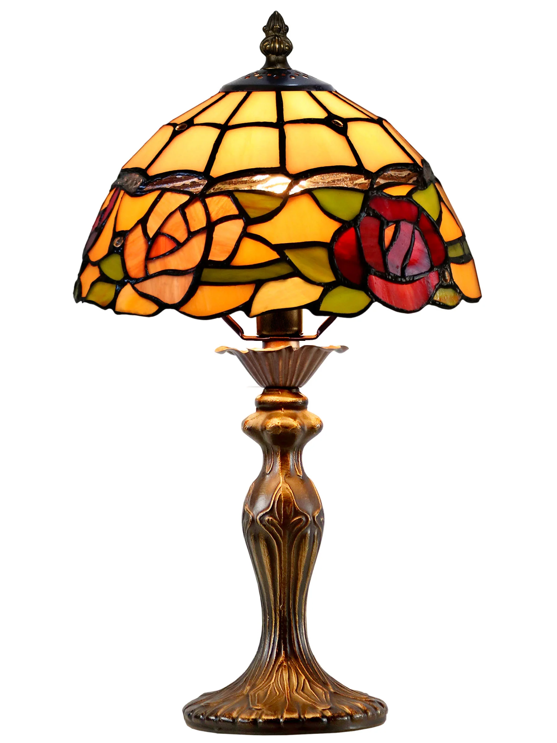 Innsdale Rose 15.25 Inch Tall Handmade Tiffany Accent Lamp - Image 3