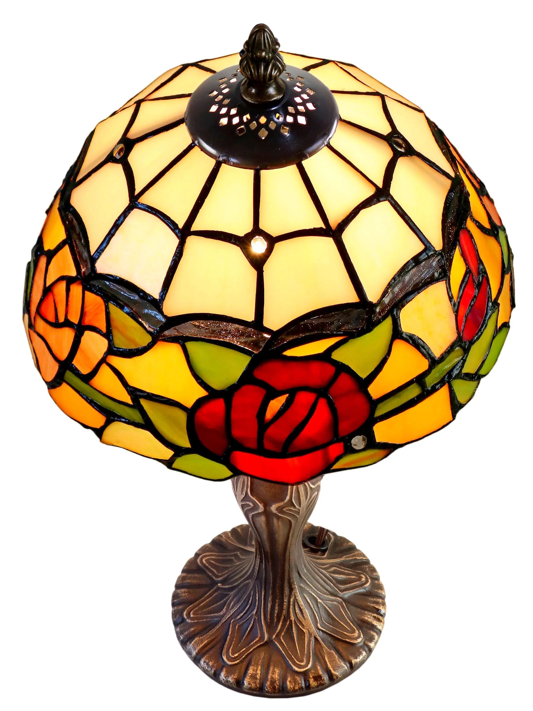 Innsdale Rose 15.25 Inch Tall Handmade Tiffany Accent Lamp - Image 4