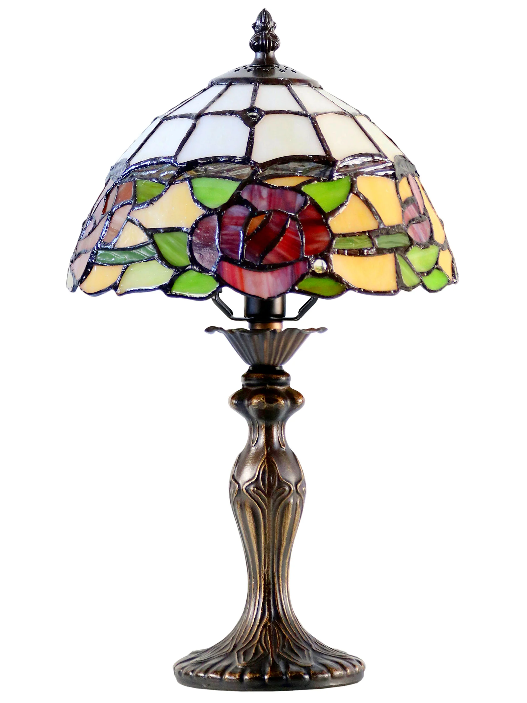 Innsdale Rose 15.25 Inch Tall Handmade Tiffany Accent Lamp - Image 6