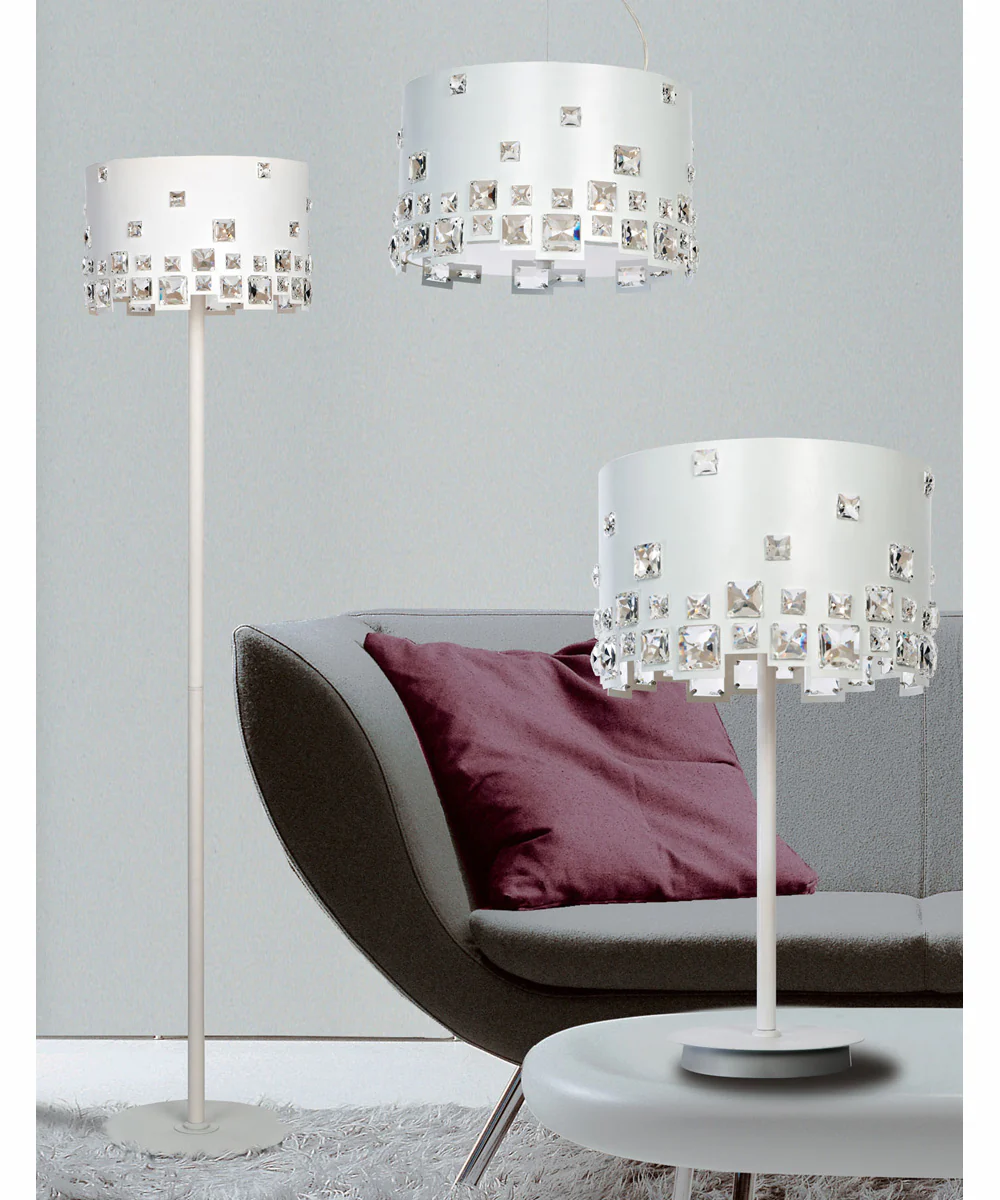Isabella 3-Light Floor Lamp White/Crystal Decorations - Image 2