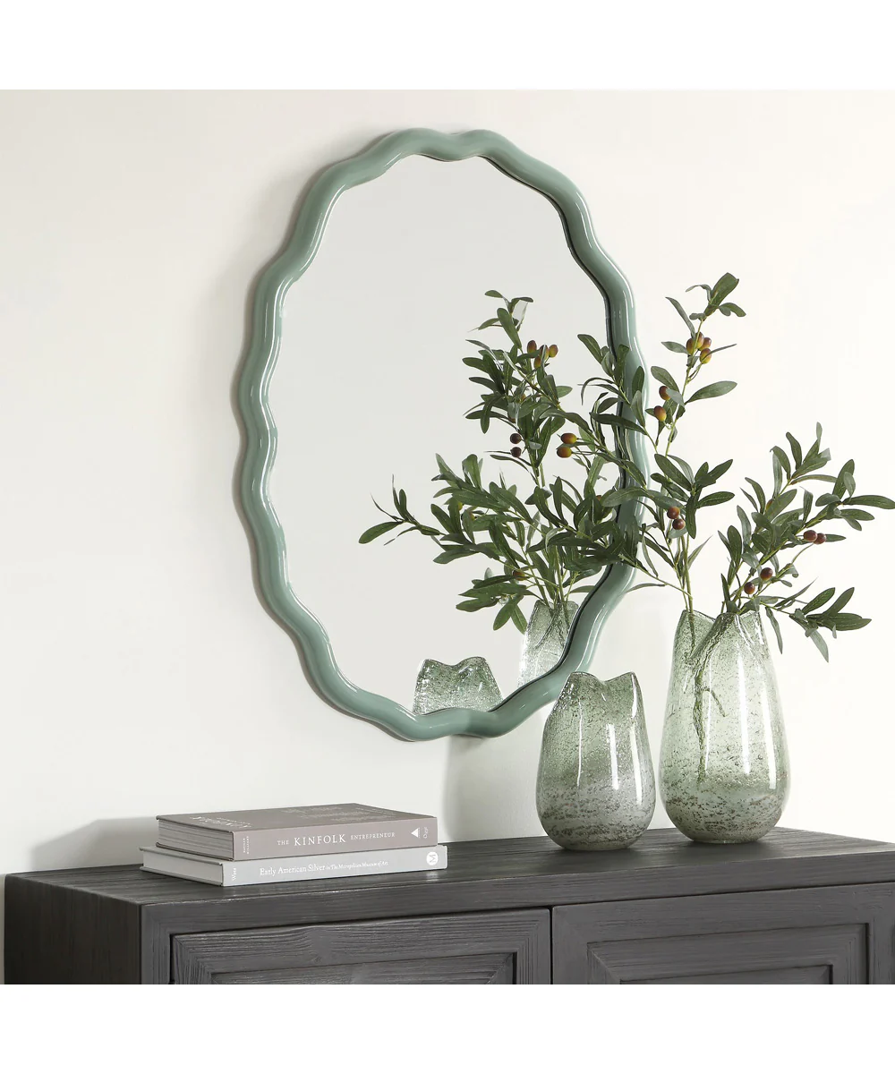 Isly Robin's Egg Blue Oval Mirror - Image 3
