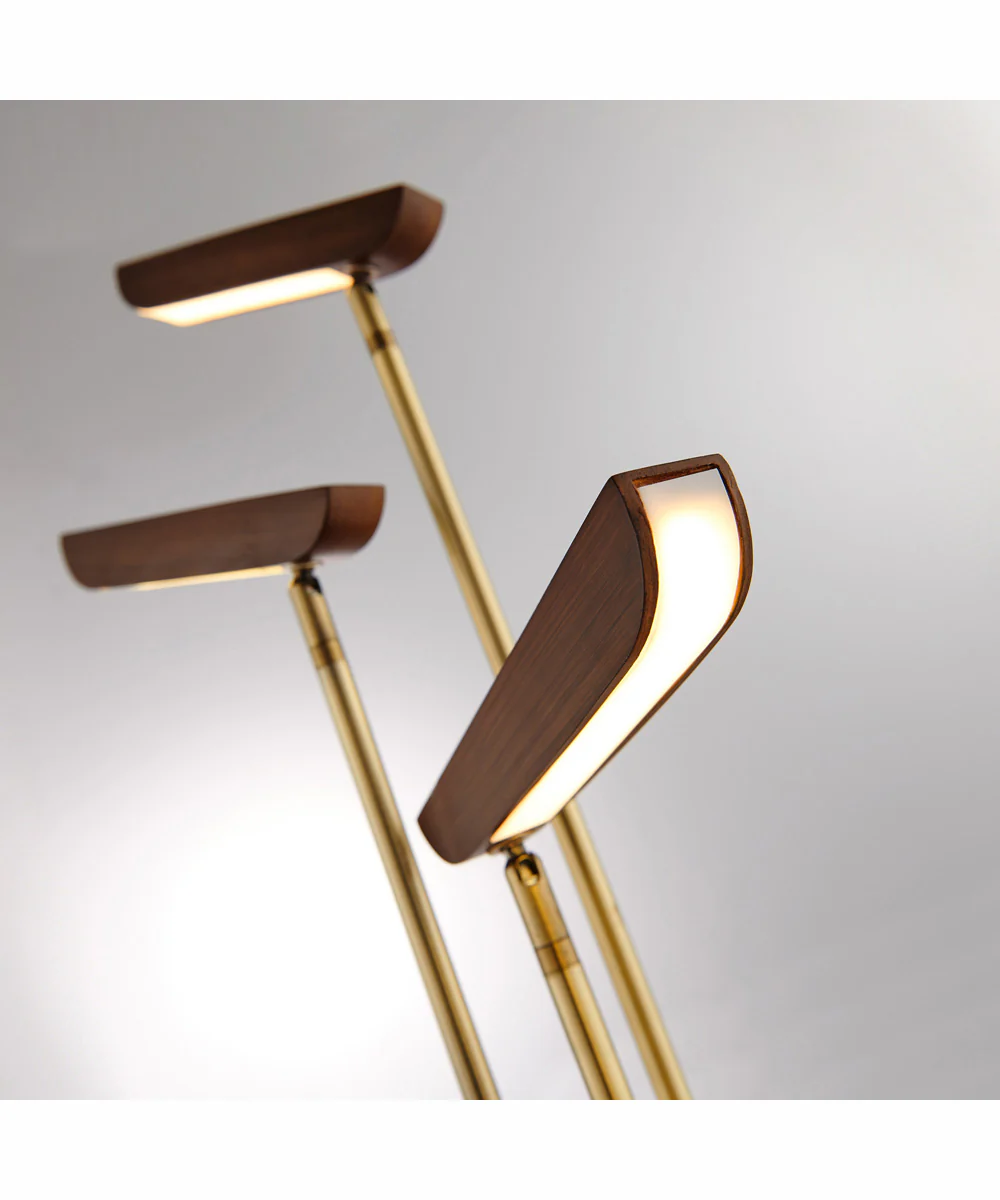 Jameson 1-Light Led 3-Light Floor Lamp Walnut/Ab - Image 2