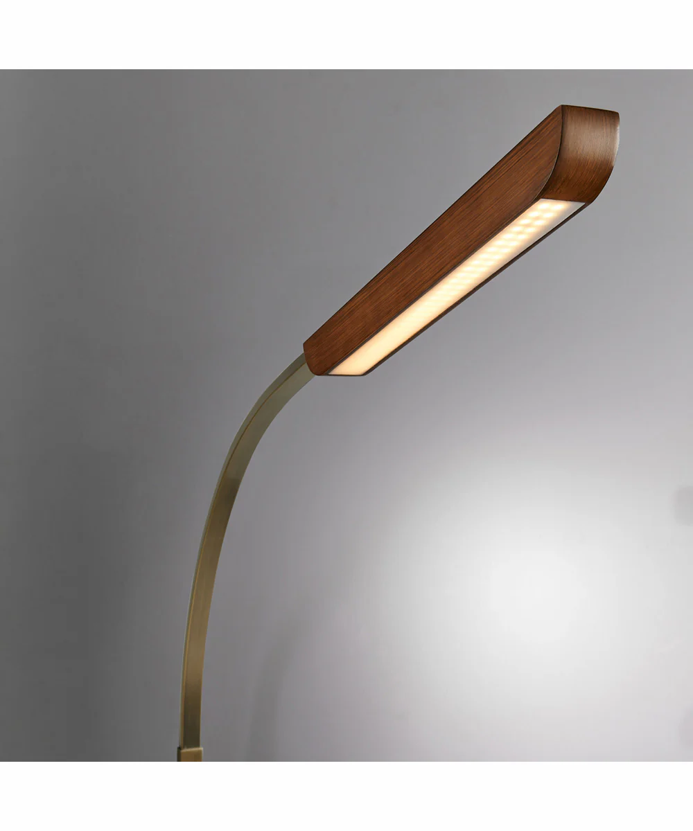 Jameson 1-Light Led Floor Lamp Walnut/Antique Brass/Black Marble Base - Image 2