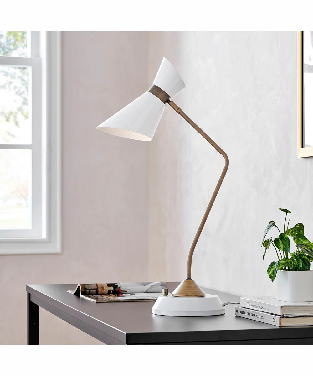 Jared 1-Light Desk/Table Lamp Ab Finished/White/Metal Shade - Image 3