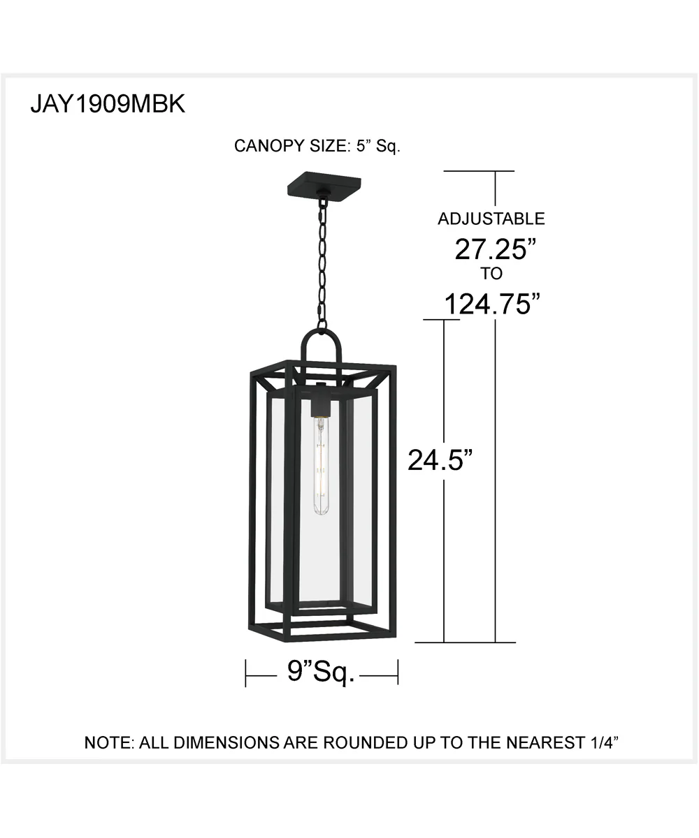 Jayce 1-light Outdoor Pendant Light Matte Black - Image 4