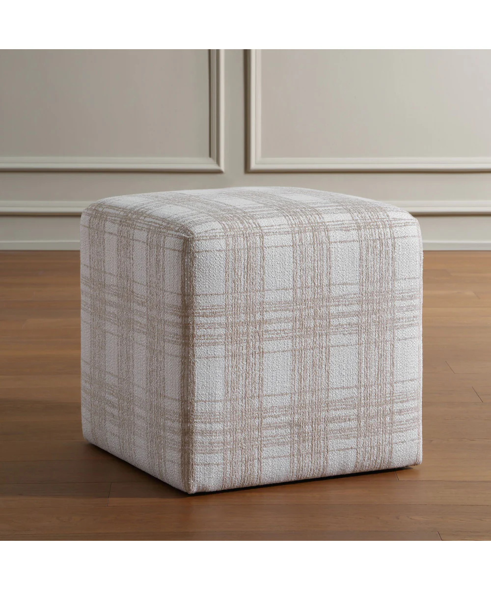 Joie Porcelain Plaid Ottoman - Image 2