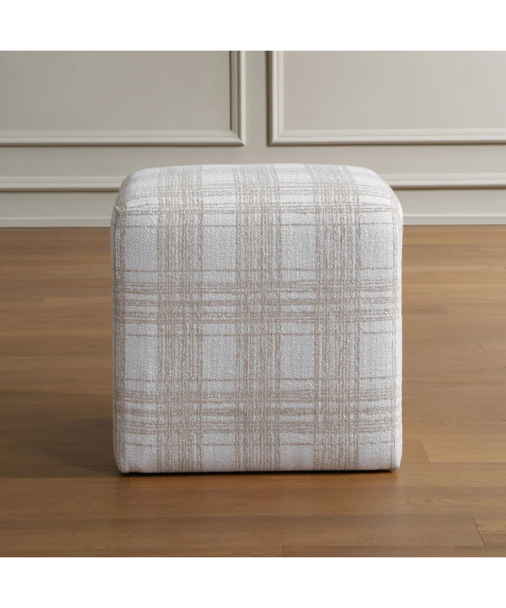 Joie Porcelain Plaid Ottoman - Image 4
