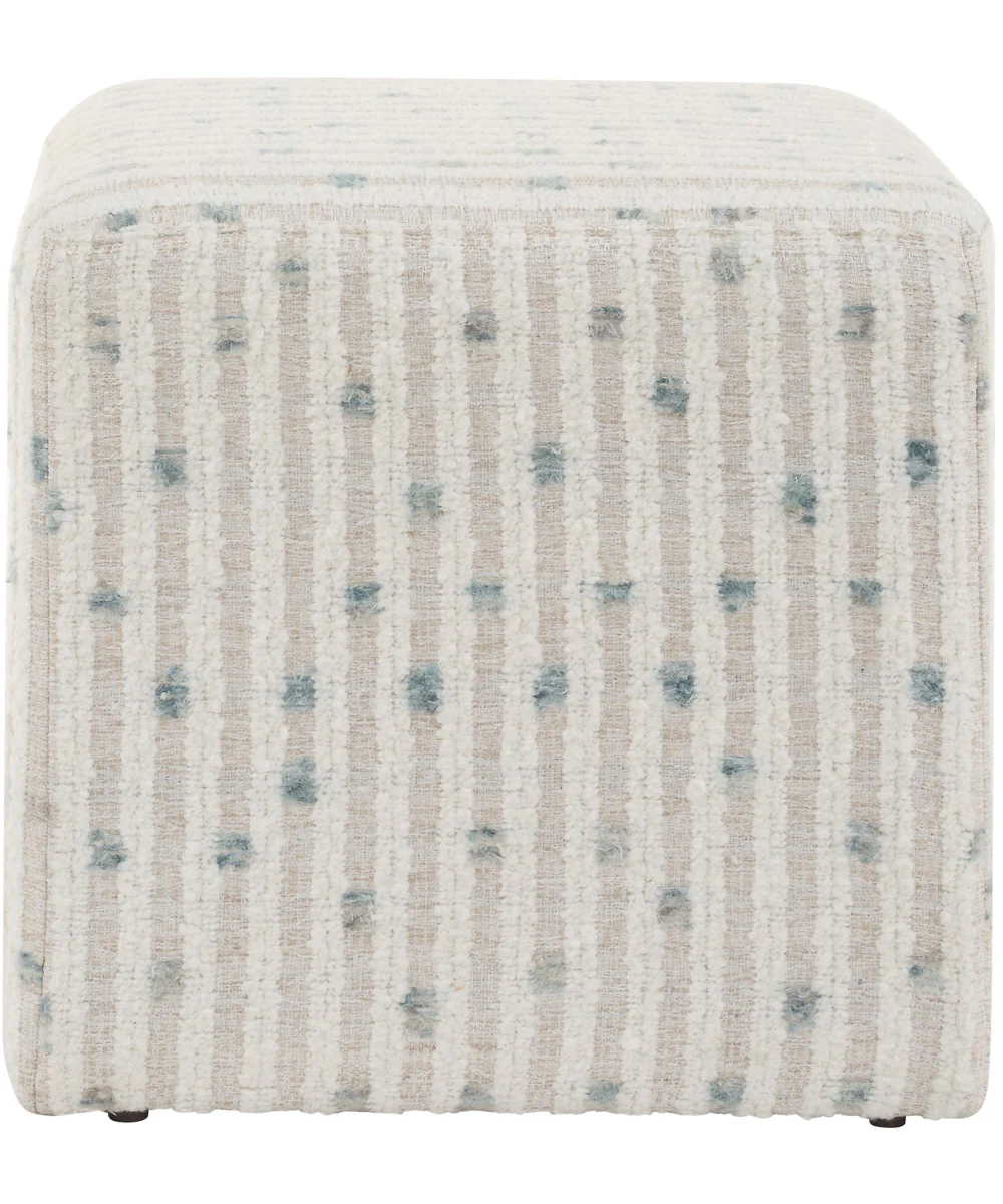 Joie White Chenille Ottoman - Image 4
