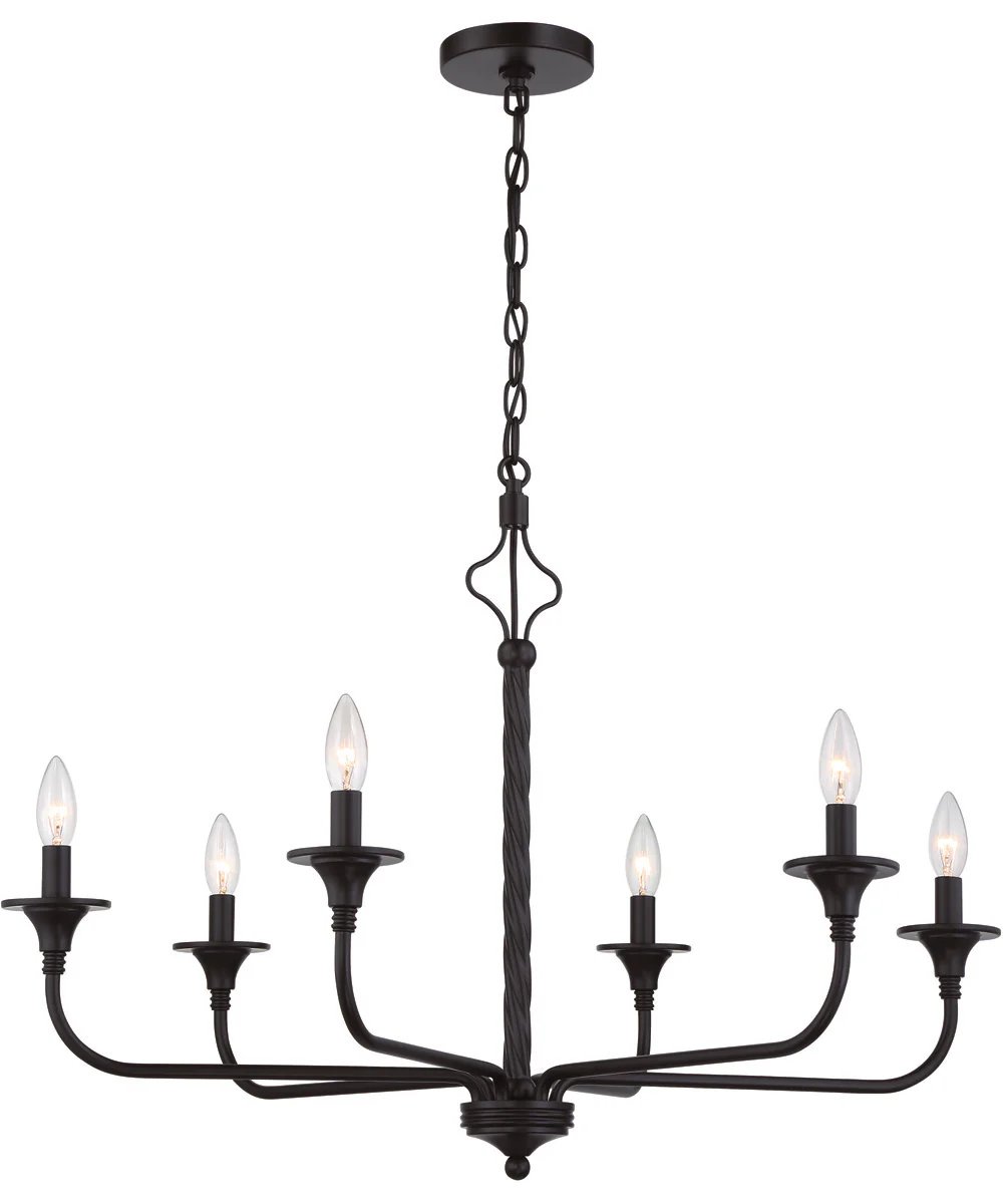 Jolenne 6-Light Chandelier Flat Black - Image 2