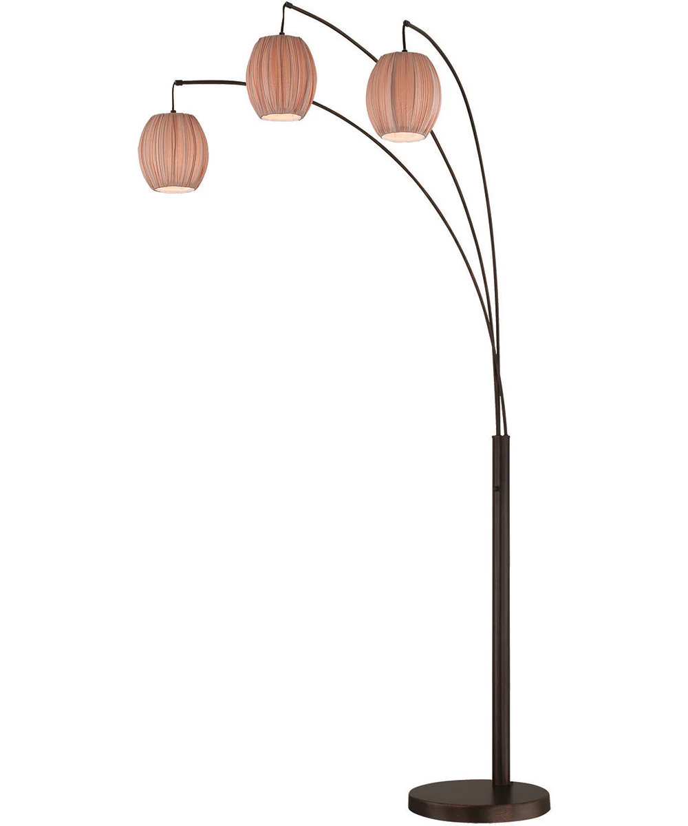 Kaden 3-Light 3-Light Arch Lamp Copper Bronze/L.Brown Shade - Image 2