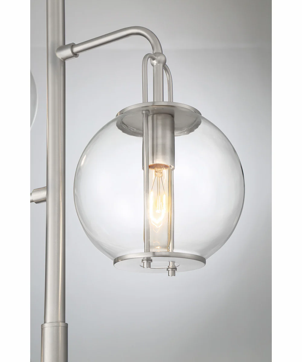 Kaira 2-Light 2-Light Floor Lamp Brushed Nickel/Clear Glass Shade - Image 2