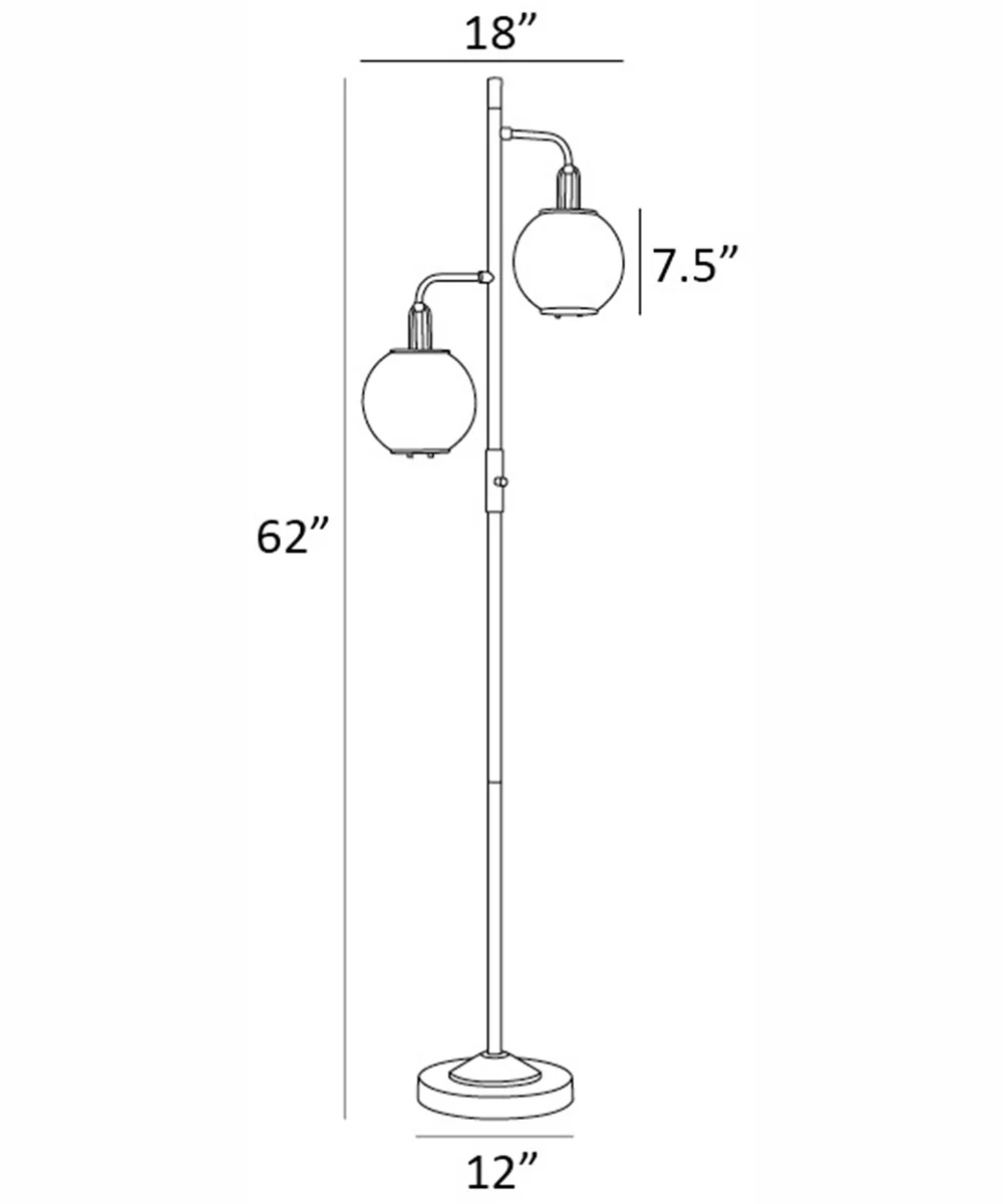 Kaira 2-Light 2-Light Floor Lamp G/Smoke Glass Sad - Image 3