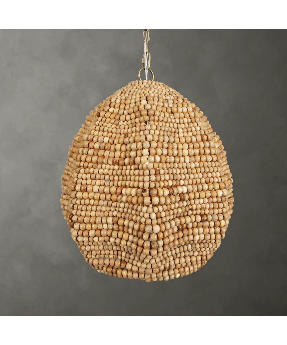 Kauri 1 Light Wooden Bead Pendant - Image 2