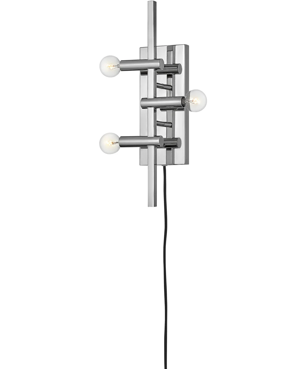 Kinzie 3-Light Plug In Sconce in Polished Nickel, 6"W