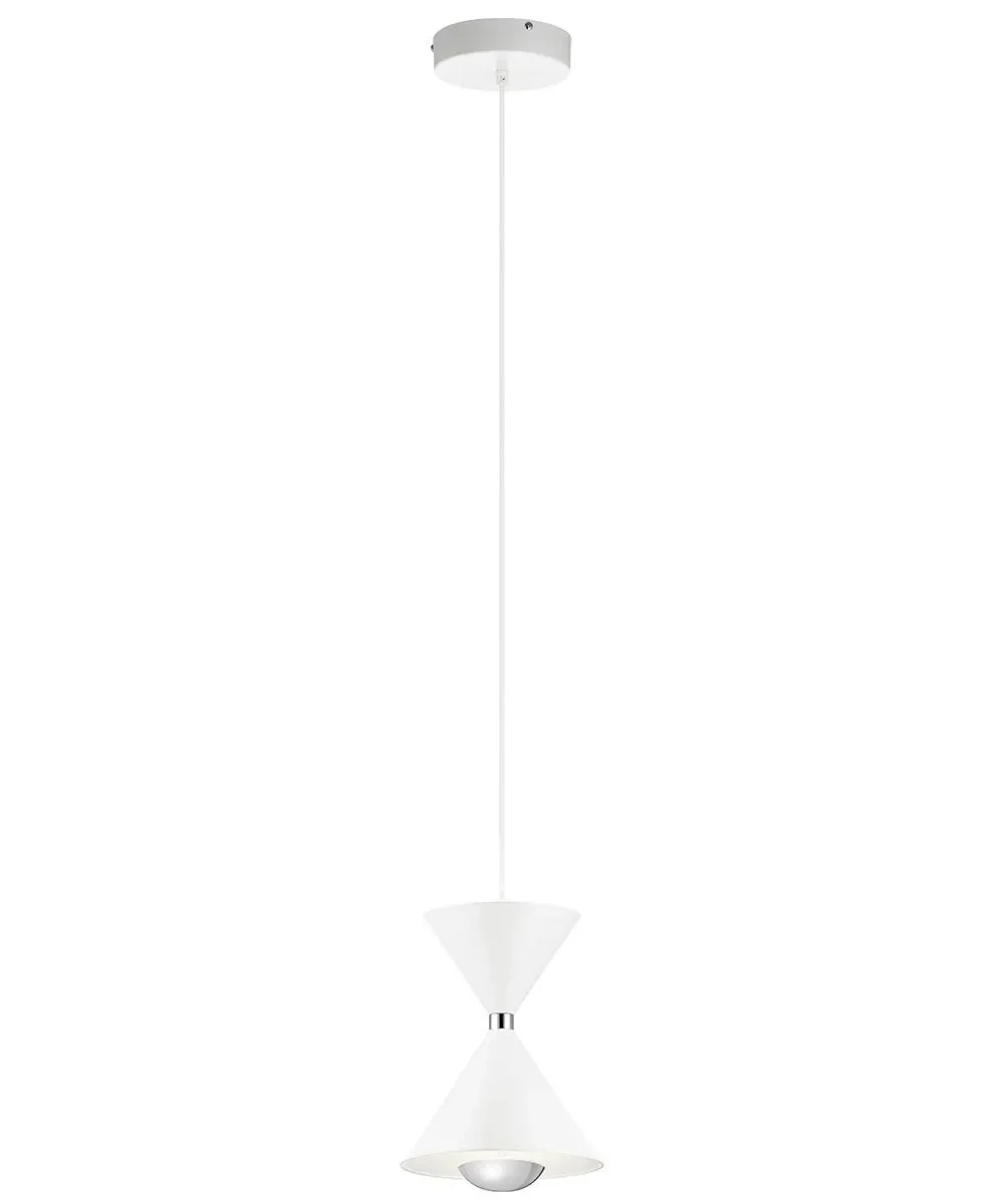 Kordan 8"W 1-Light LED Matte White Metal Hourglass Mini Pendant Light Fixture by Kichler