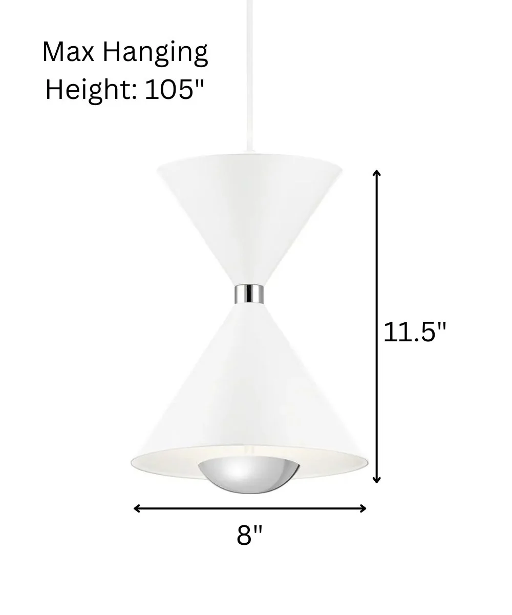 Kordan 8"W 1-Light LED Matte White Metal Hourglass Mini Pendant Light Fixture by Kichler - Image 3