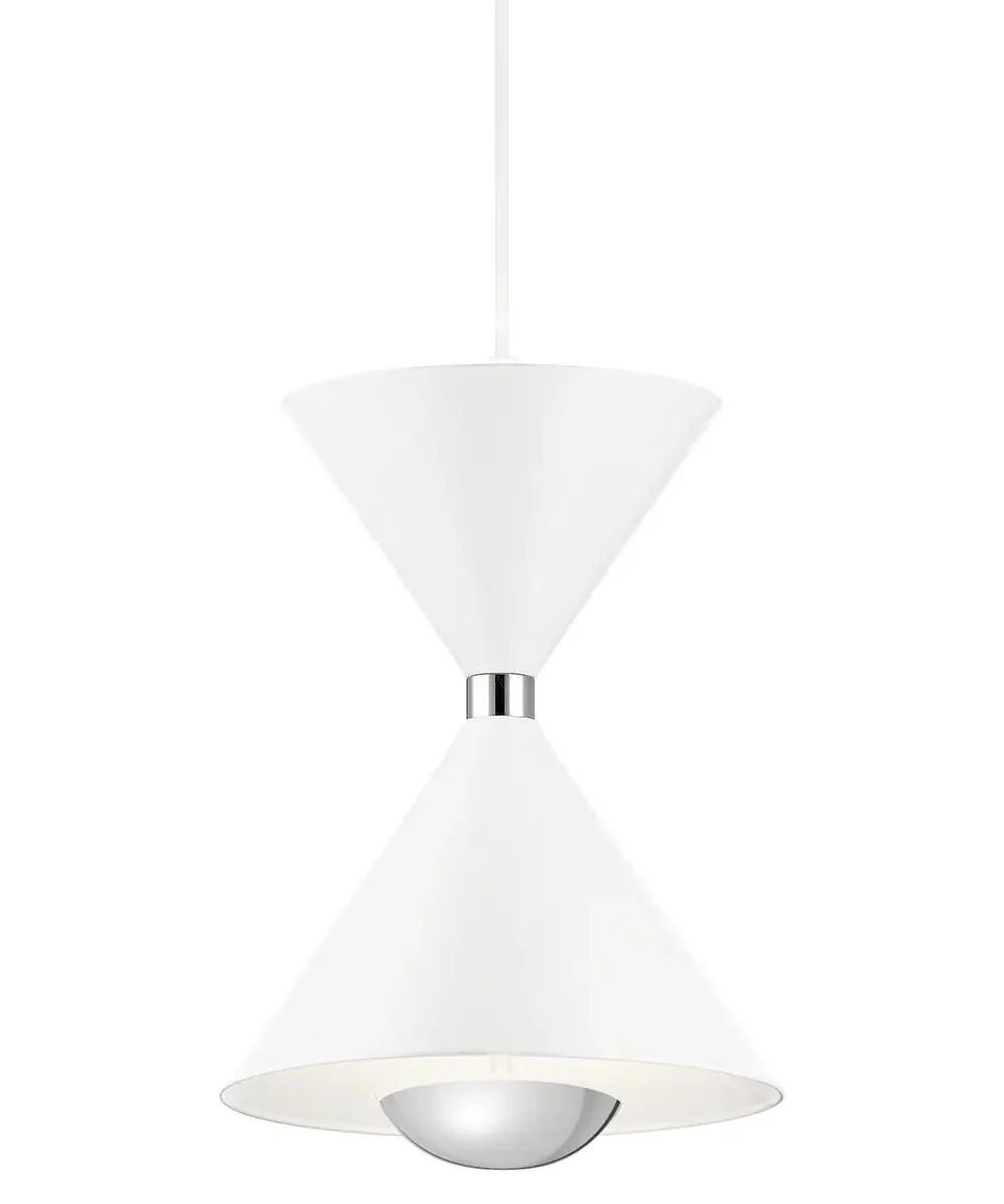 Kordan 8"W 1-Light LED Matte White Metal Hourglass Mini Pendant Light Fixture by Kichler - Image 4