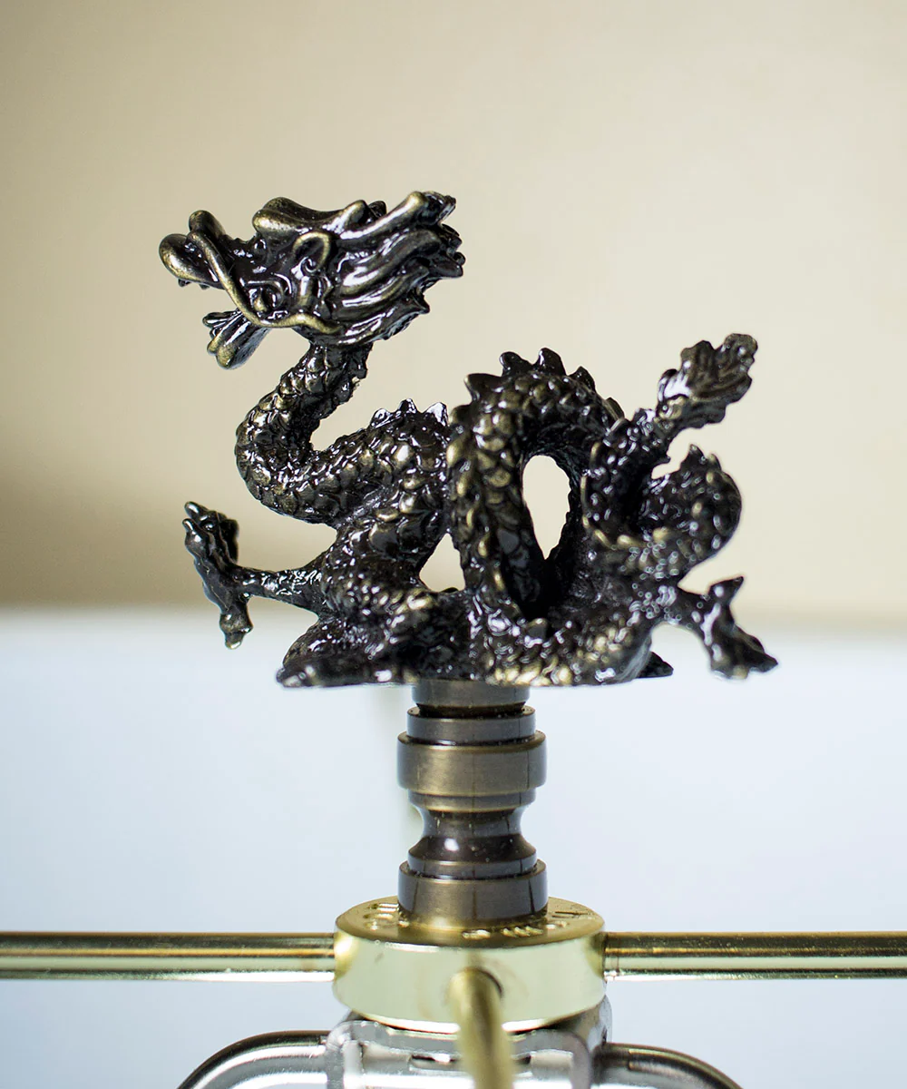Asian Dragon Finial Antique Metal 2 5/8" high
