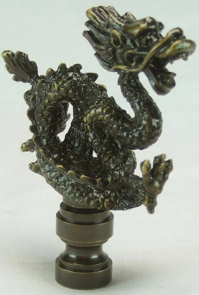 Asian Dragon Finial Antique Metal 2 5/8" high - Image 2