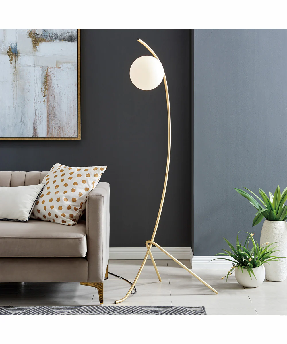 Lancy 1-Light Floor Lamp Gold/Frost Glass Shade - Image 3