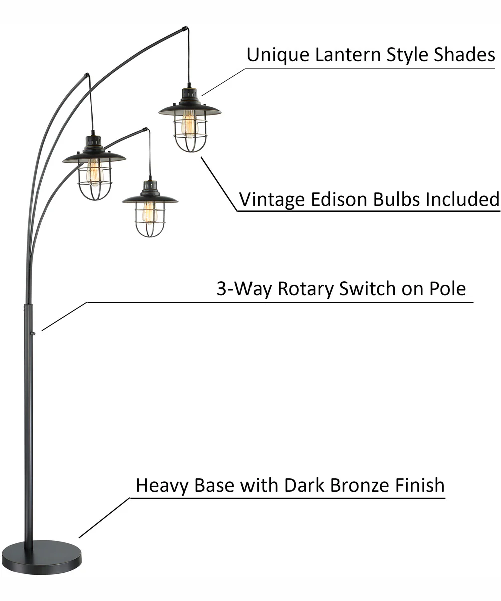 Lanterna II 3-Light 3-Light Arch Lamp D.Brz/Metal Lantern - Image 4