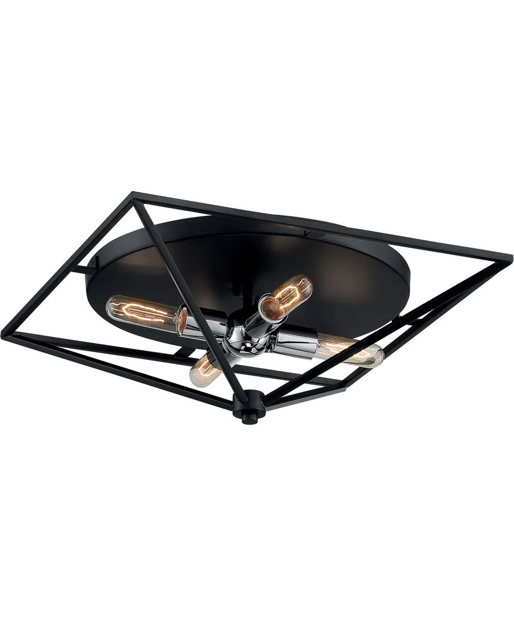 19"W Legend 4-Light Close-to-Ceiling Black / Polished Nickel