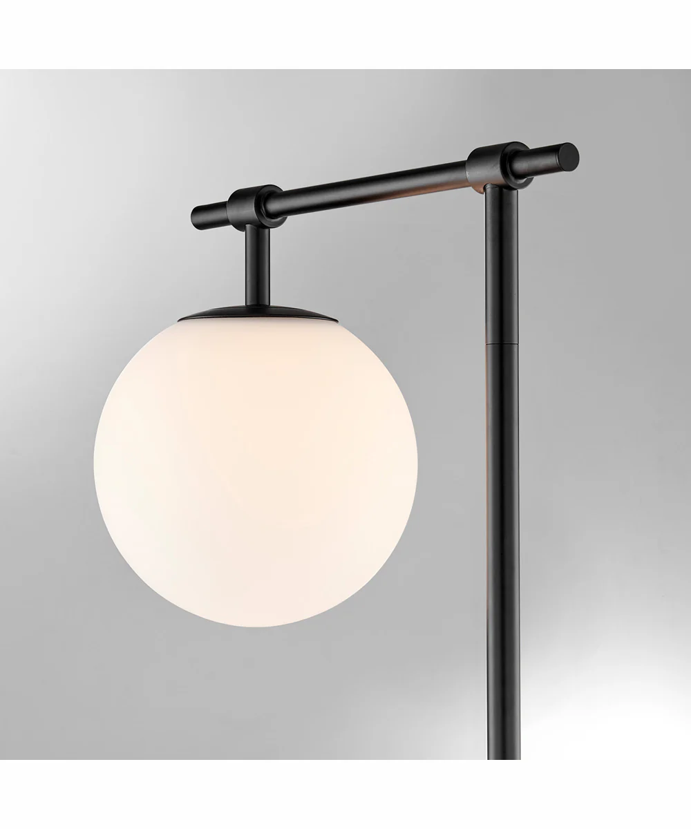 Lencho 1-Light Floor Lamp Black/Frost Glass Shade - Image 2