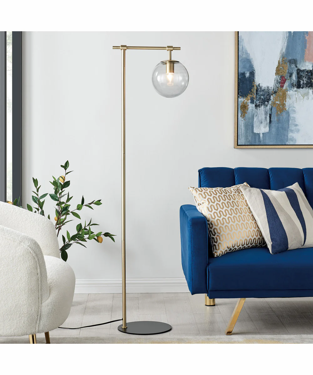 Lencho 1-Light Floor Lamp Gold/Smoke Glass Shade - Image 3