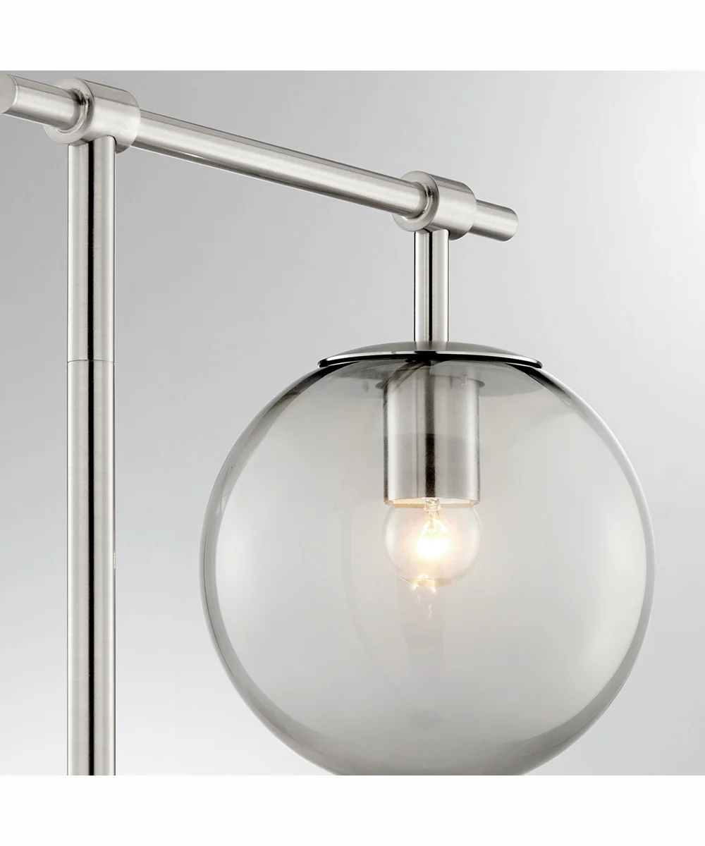 Lencho 1-Light Table Lamp Brushed Nickel/Smoke Glass Shade - Image 2