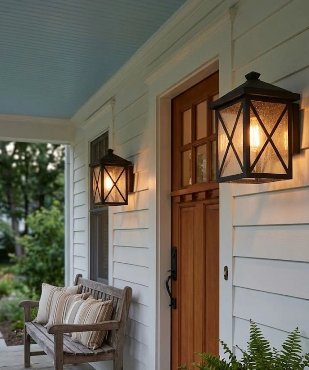 Leonis 10"High 1-Light Black Finish with Seeded Glass Shade Outdoor Wall Lantern - Image 5