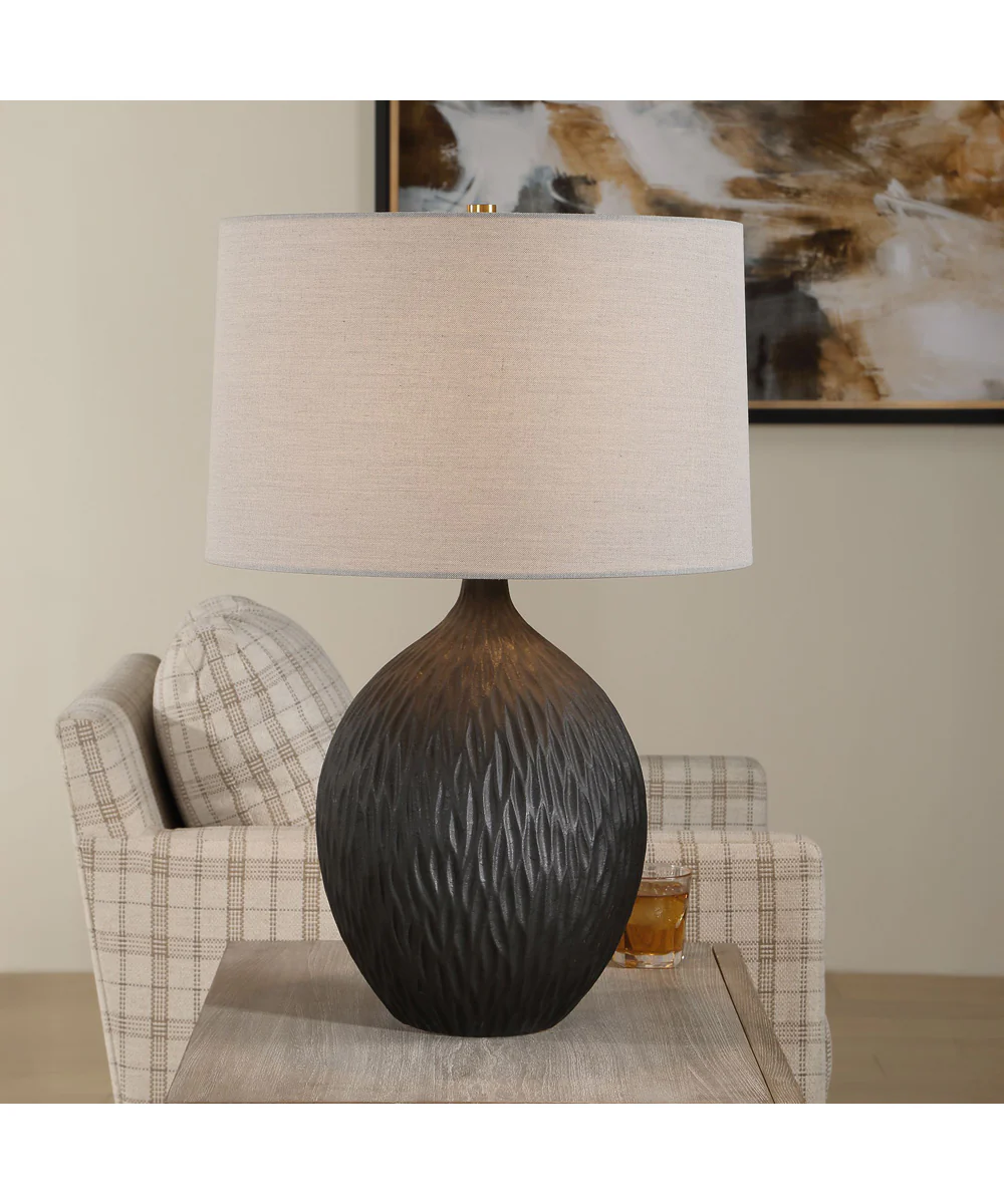 Levee Satin Black Table Lamp - Image 3