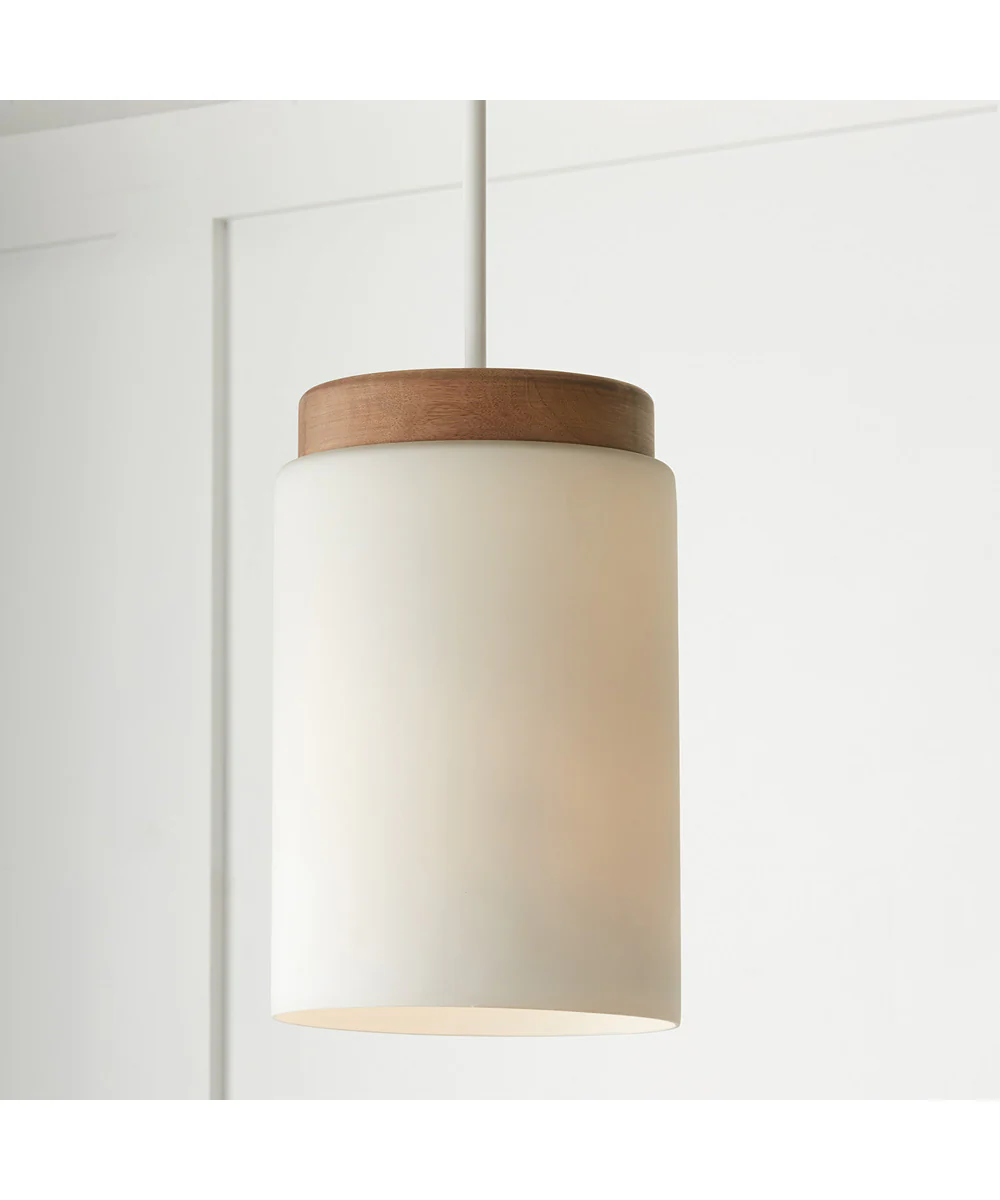 Liam 1-Light Pendant Light Wood and White - Image 2